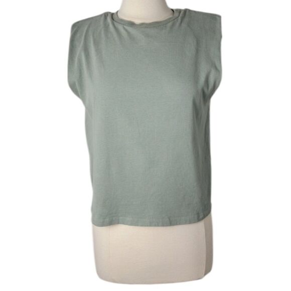 All Saints NWT Coni Shoulder Padded Tank Top IN late Gray Size Small - Picture 7 of 10